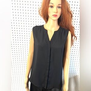 NYDJ Sleeveless Pintuck Blouse Black size M